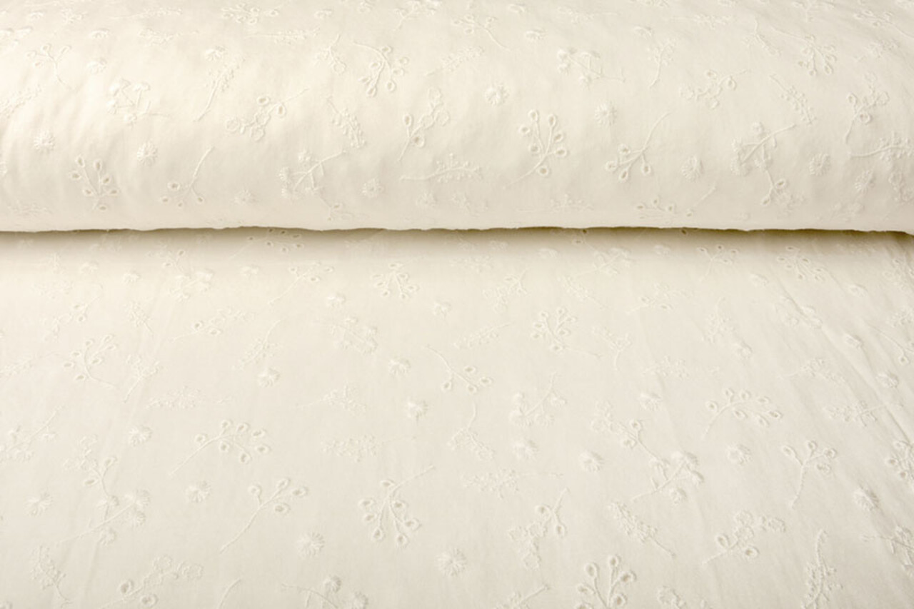 Jersey Broderie Anglaise Daisy Crème Jersey Broderie Anglaise Daisy Crème