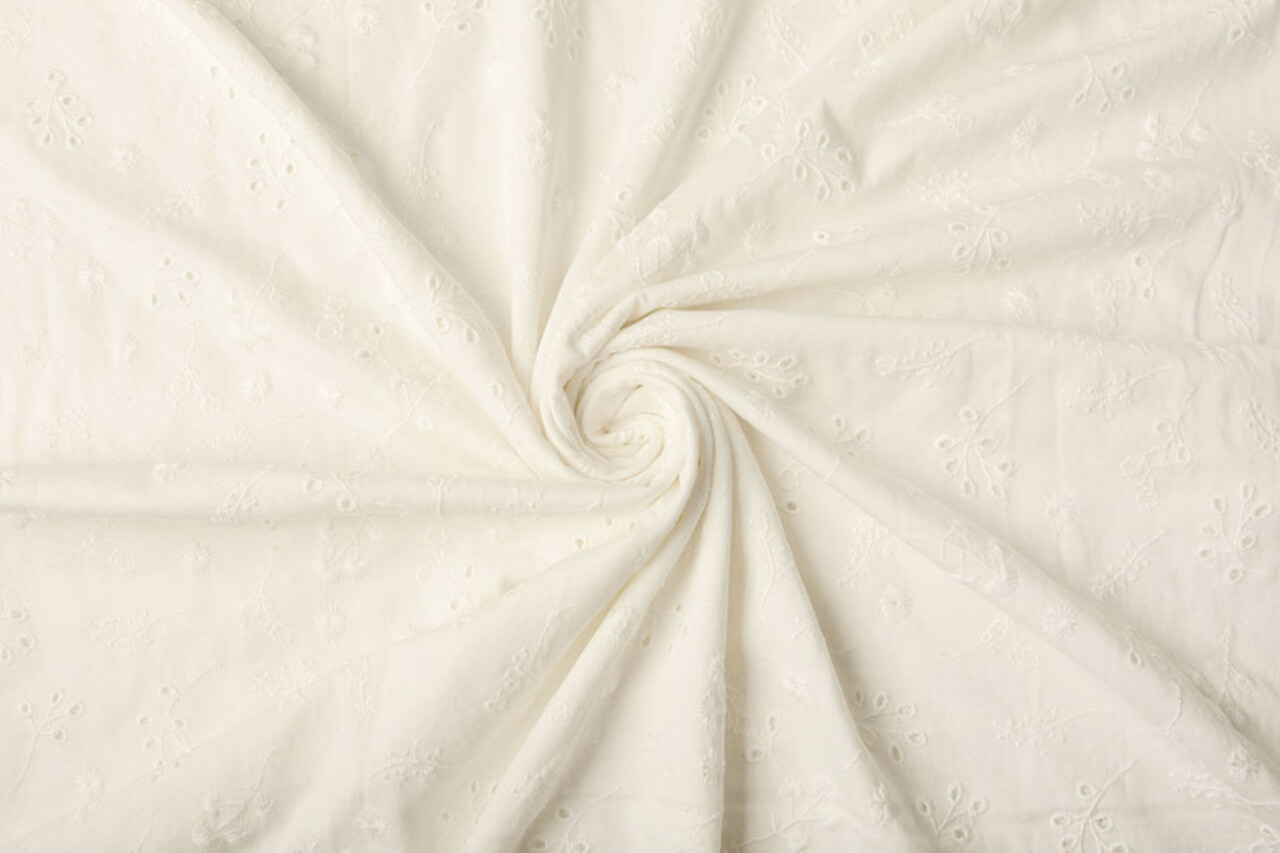 Jersey Broderie Anglaise Daisy Crème Jersey Broderie Anglaise Daisy Crème