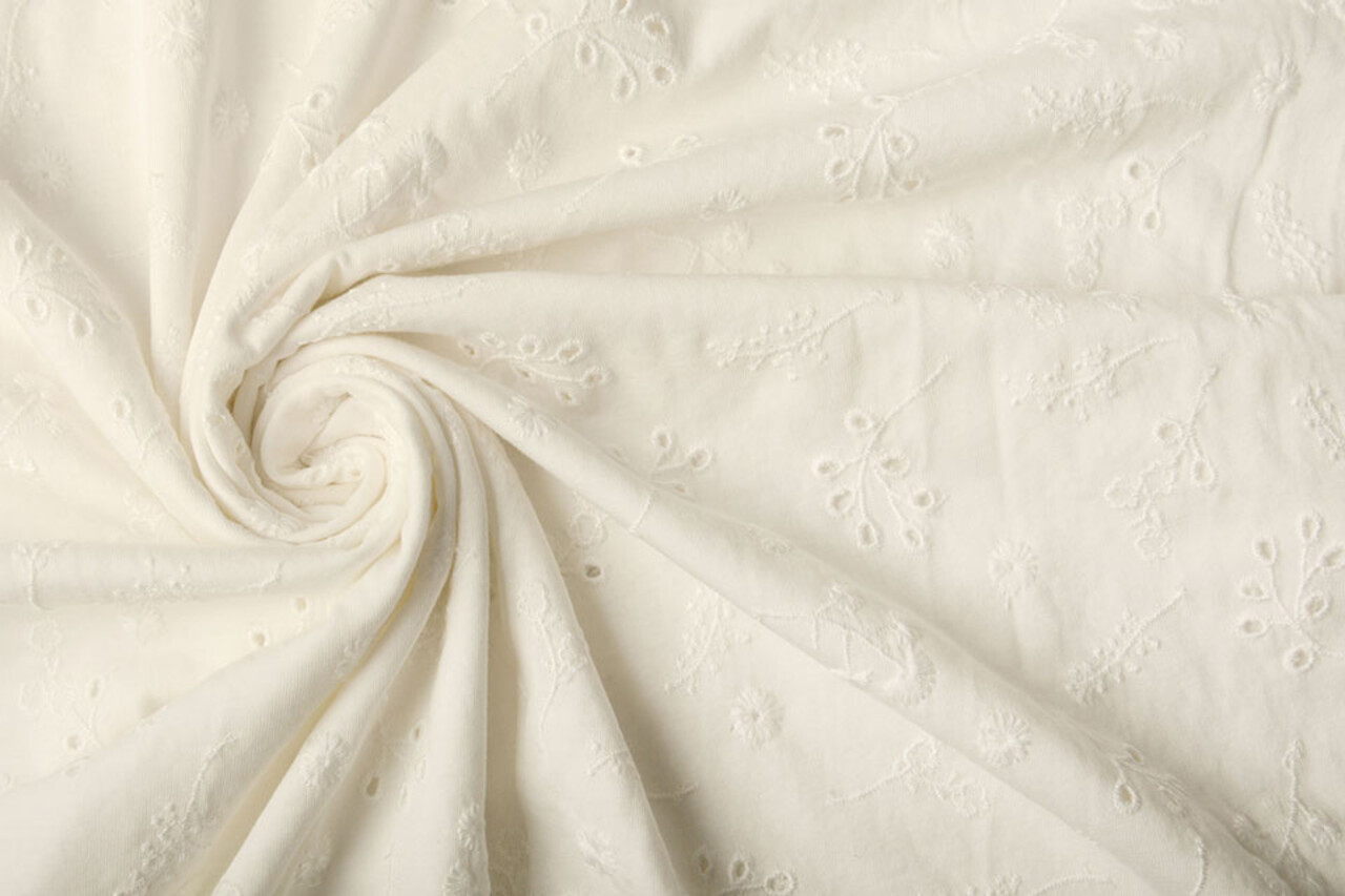 Jersey Broderie Anglaise Daisy Crème Jersey Broderie Anglaise Daisy Crème