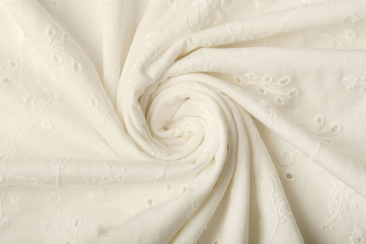 Jersey Broderie Anglaise Daisy Crème Jersey Broderie Anglaise Daisy Crème