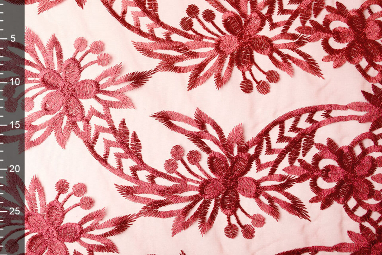 Mesh Embroidered  Eline Red
