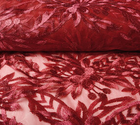 Mesh Geborduurd Eline Rood Mesh Geborduurd Eline Rood
