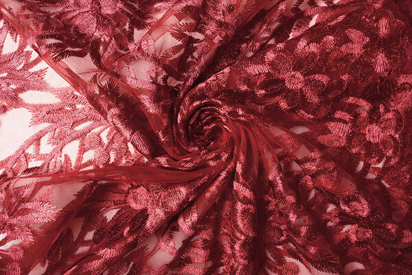 Mesh Embroidered  Eline Red