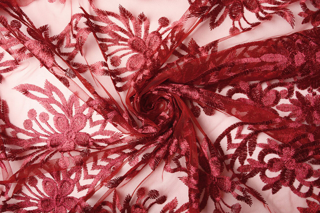 Mesh Geborduurd Eline Rood