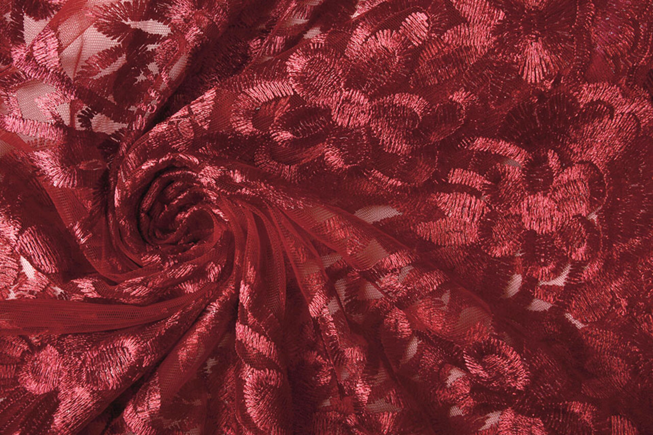 Mesh Embroidered  Eline Red