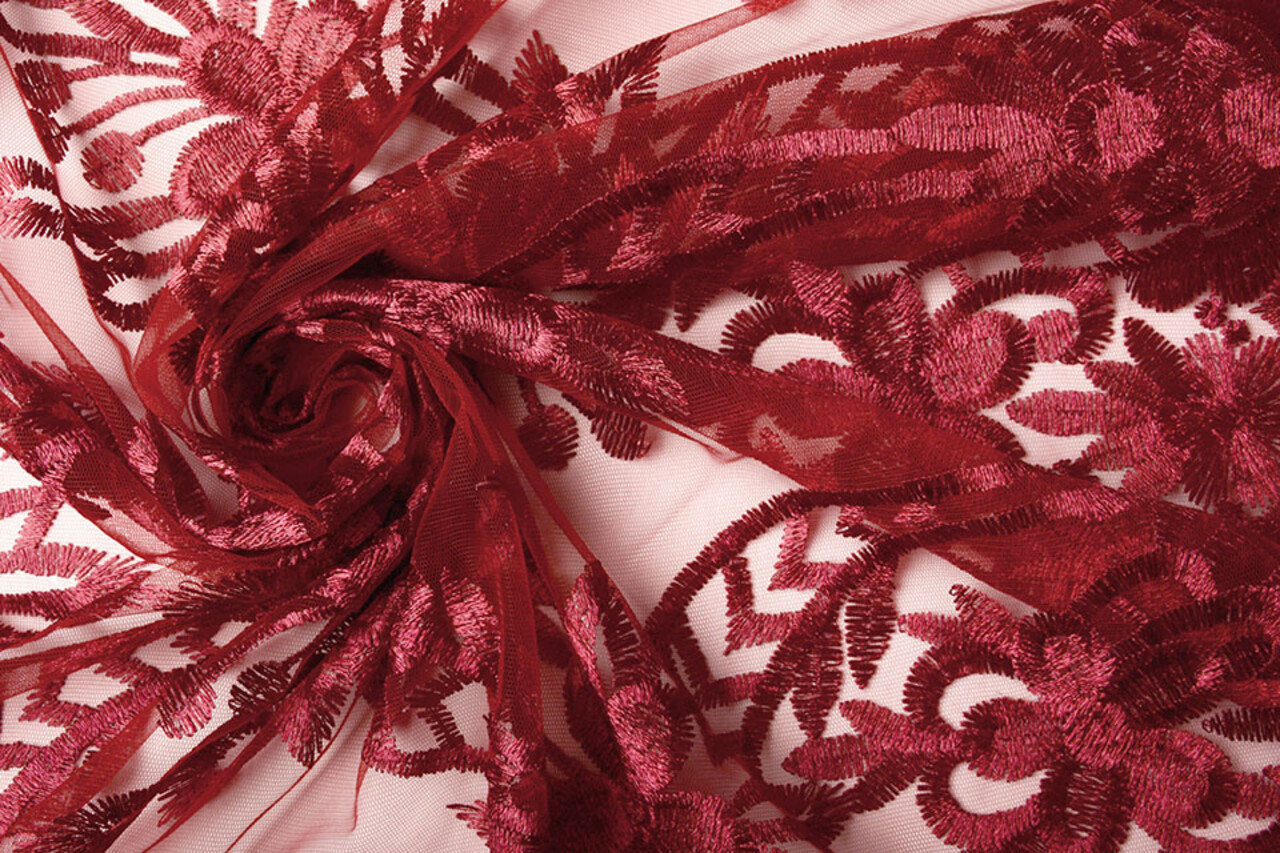 Mesh Geborduurd Eline Rood