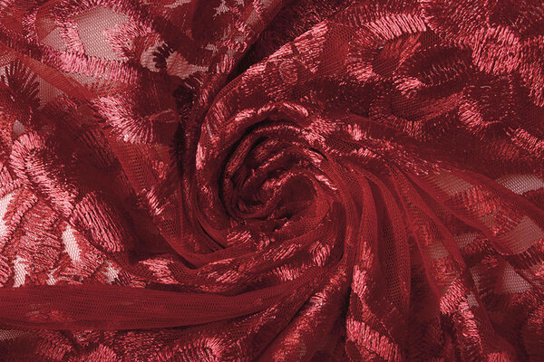 Mesh Embroidered  Eline Red