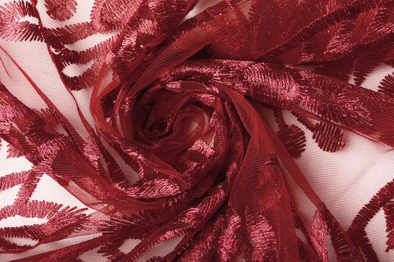 Mesh Geborduurd Eline Rood