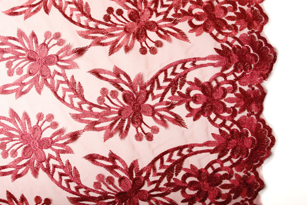 Mesh Embroidered  Eline Red