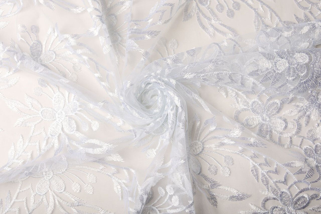 Mesh Embroidered  Eline White Mesh Embroidered  Eline White