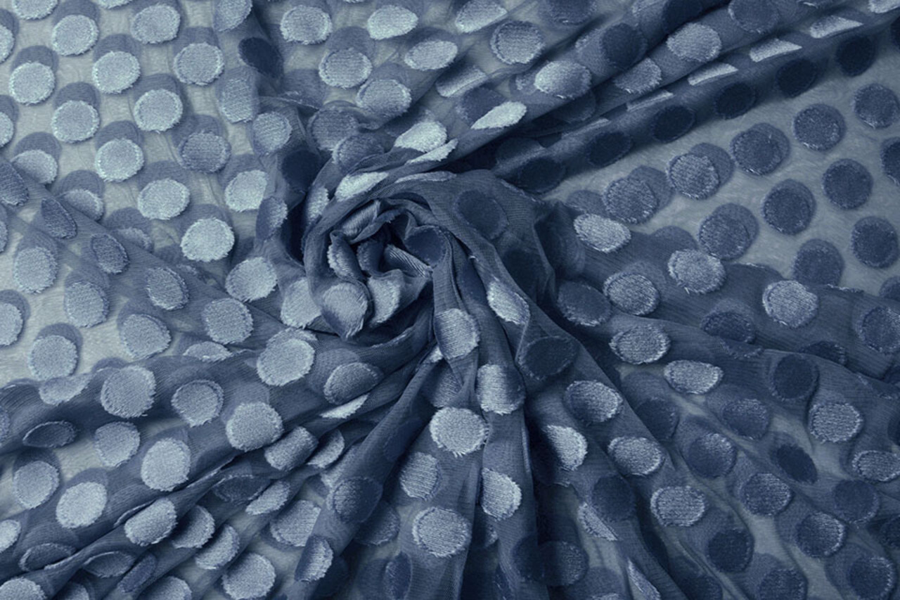 Fine Tulle Pois Blu Denim Fine Tulle Pois Blu Denim