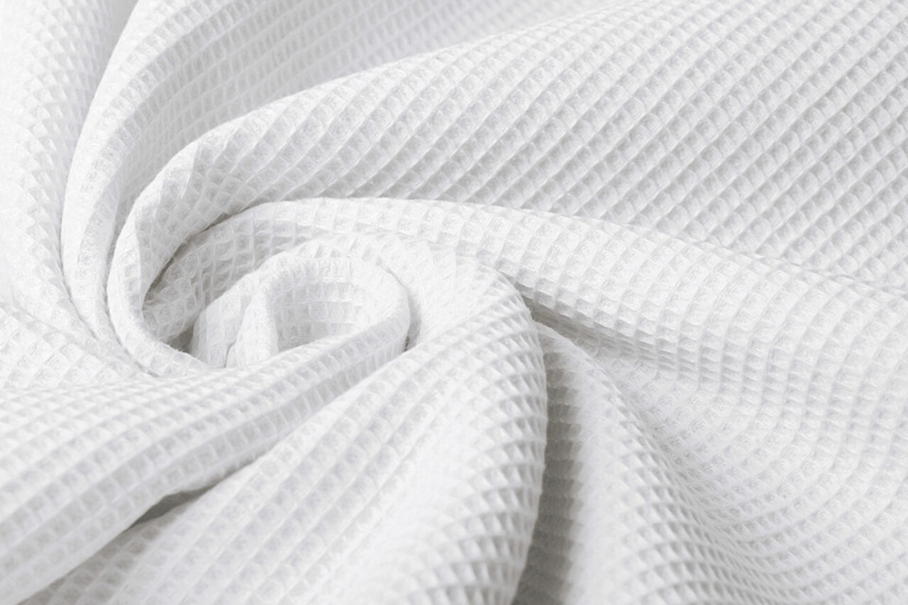 Oeko-Tex®  Mini Waffle Pique Fabric White Oeko-Tex®  Mini Waffle Pique Fabric White