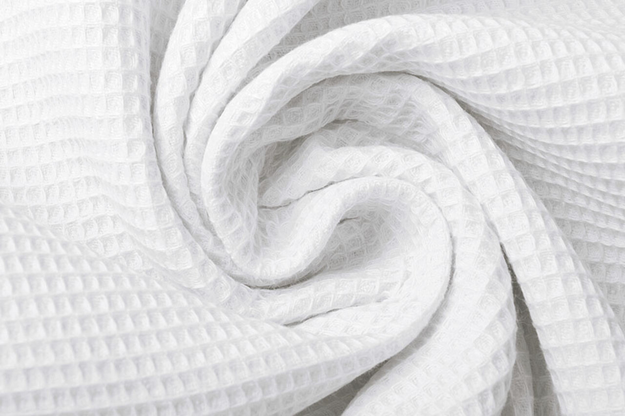 Oeko-Tex®  Mini Waffle Pique Fabric White Oeko-Tex®  Mini Waffle Pique Fabric White