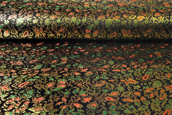 Brocart Kaupapa Marine Or Multicolore Brocart Kaupapa Marine Or Multicolore
