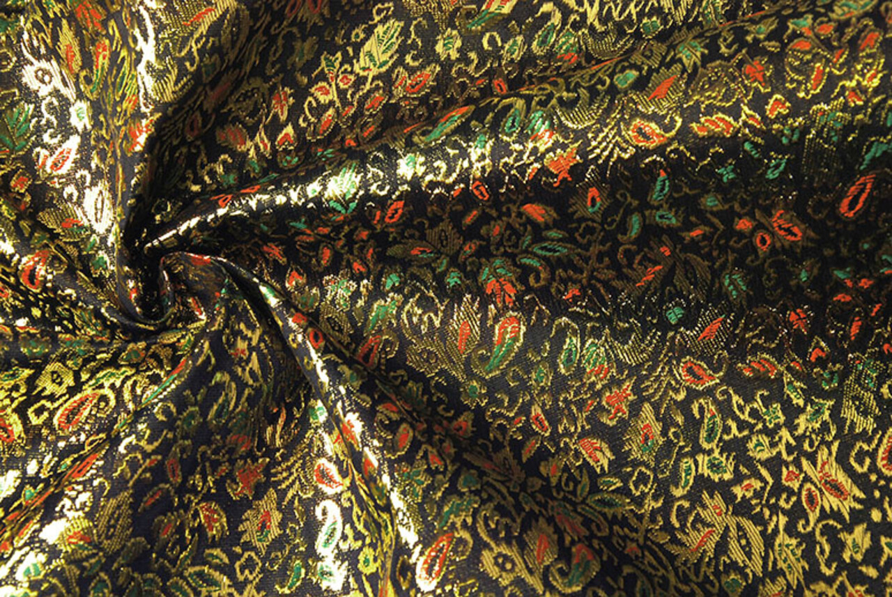 Brocart Kaupapa Marine Or Multicolore Brocart Kaupapa Marine Or Multicolore