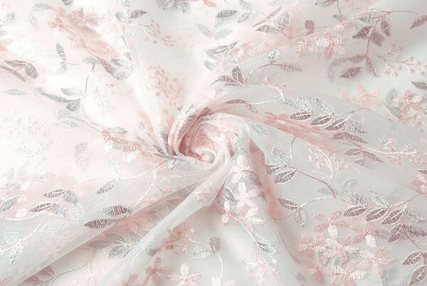 Netz Bestickt Evi Rosa Silber
