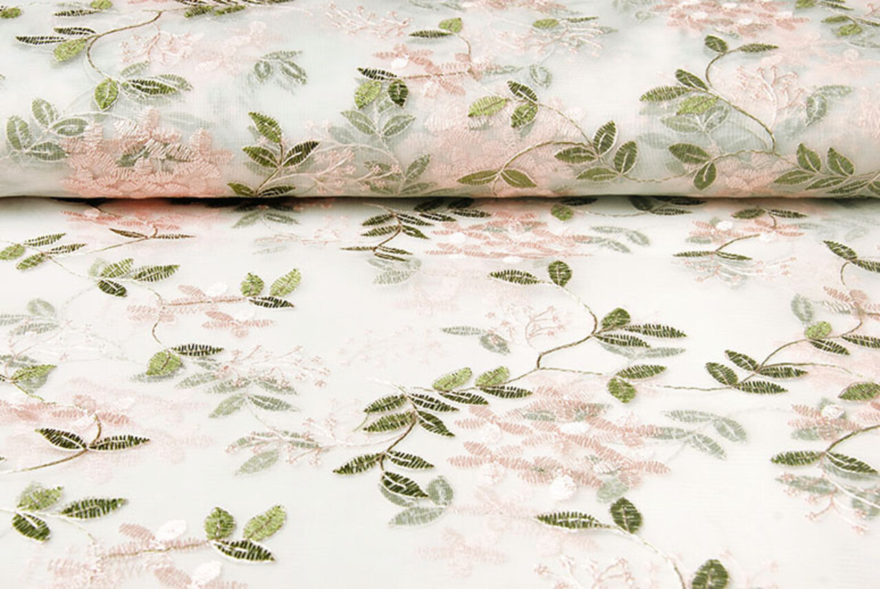 Mesh Embroidered Evi Pink Green