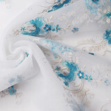 Geborduurde Voile  Aqua Geborduurde Voile  Aqua