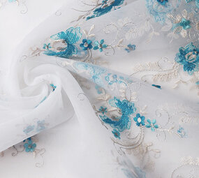 Gestickt Voile Aqua