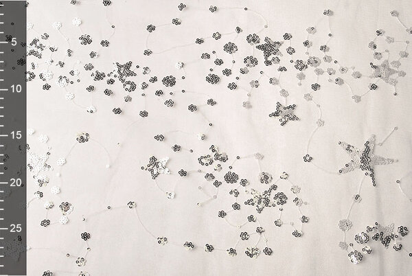 Mesh Geborduurd Pailletten Juul Zilver