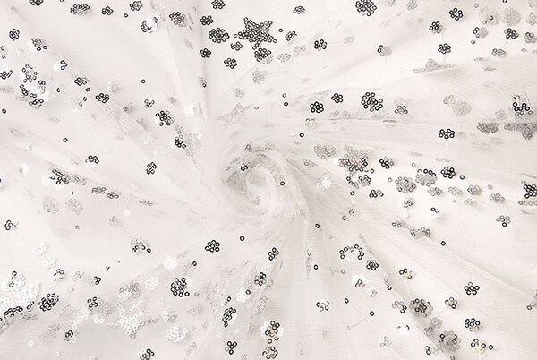 Mesh Geborduurd Pailletten Juul Zilver
