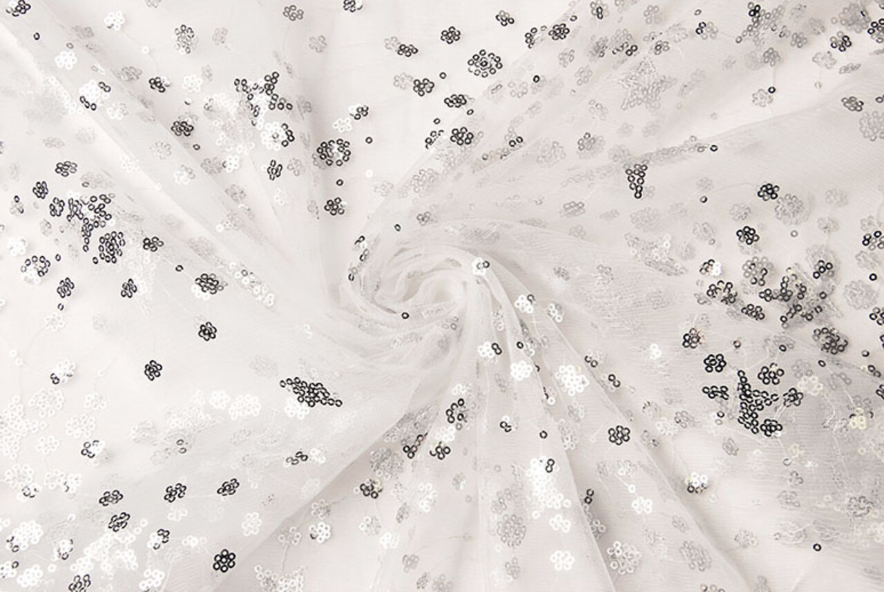 Netz Bestickt Pailletten Juul Silber