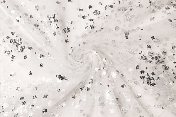 Mesh Geborduurd Pailletten Juul Zilver