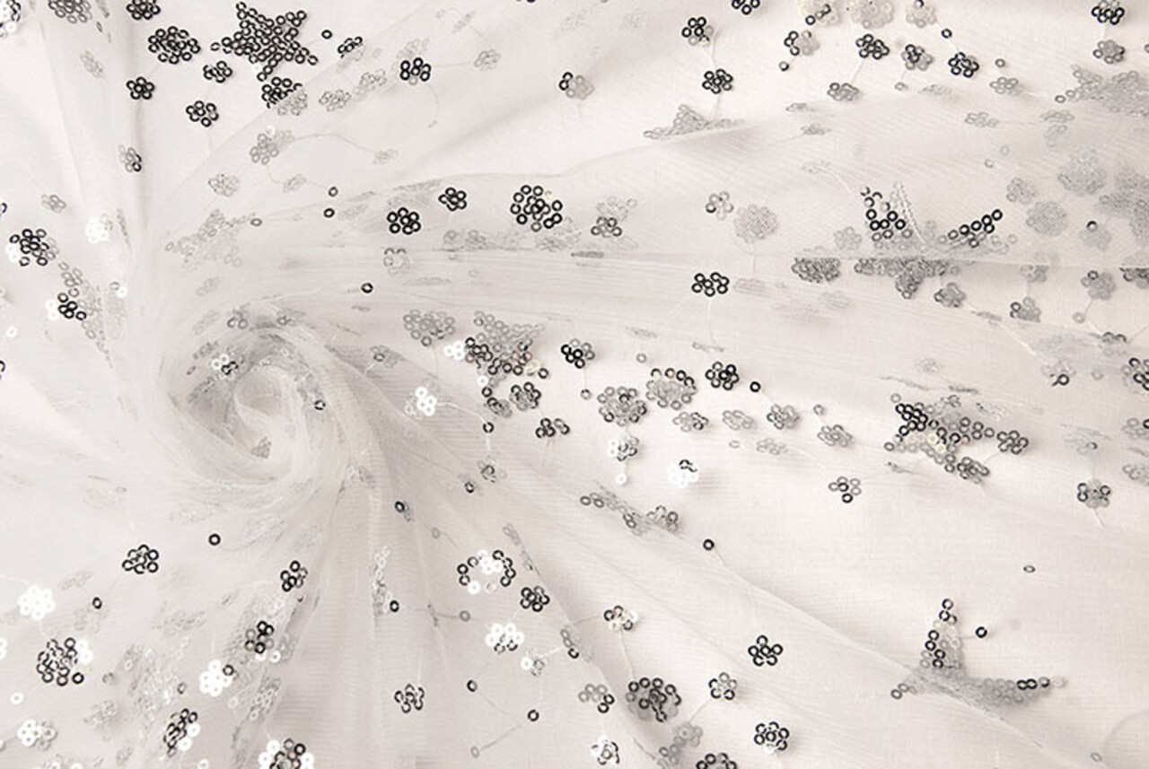Netz Bestickt Pailletten Juul Silber