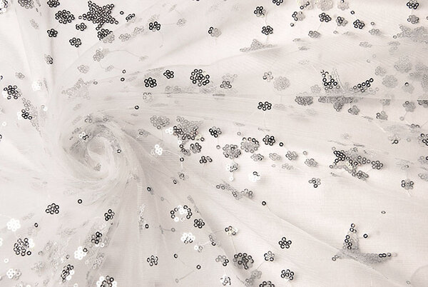 Netz Bestickt Pailletten Juul Silber