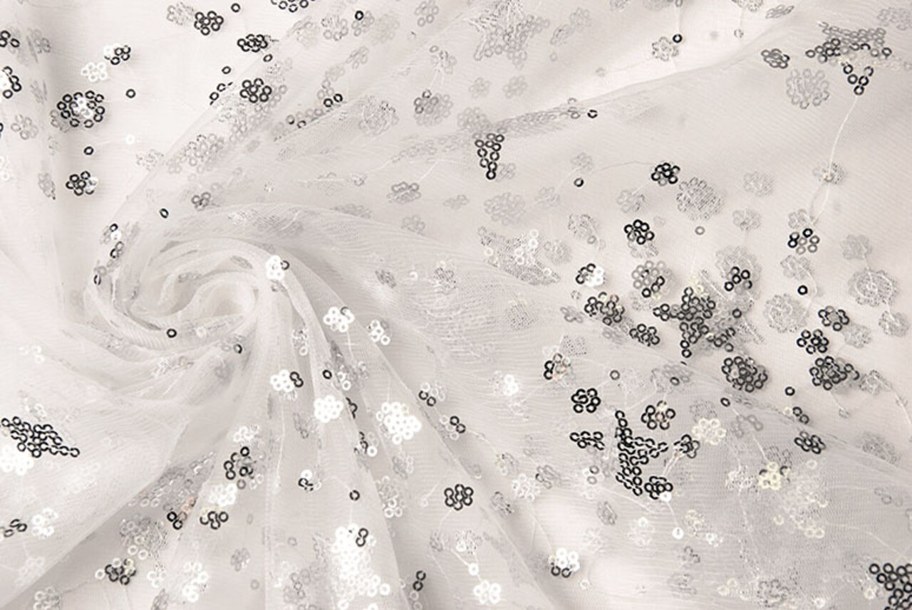 Netz Bestickt Pailletten Juul Silber