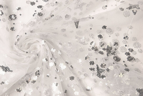 Mesh Embroidered  Sequins Juul Silber
