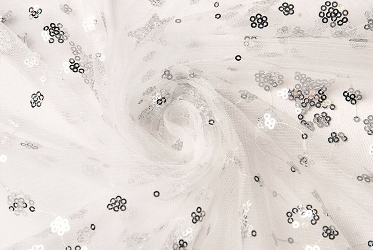 Mesh Geborduurd Pailletten Juul Zilver