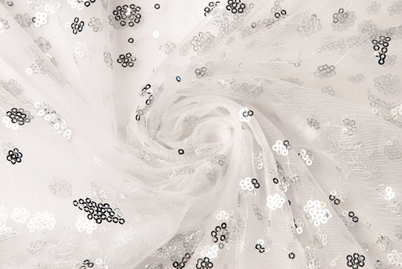 Mesh Embroidered  Sequins Juul Silber