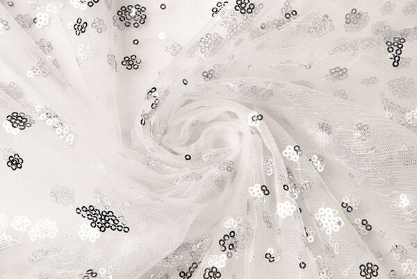 Mesh Ricamato Paillettes Juul Argento