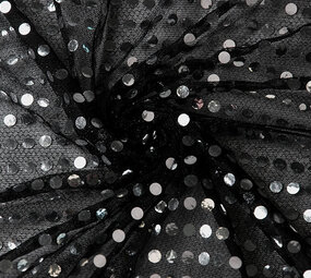 Sequins on Lurex Black Silver