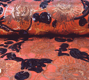 Pailletten op Mesh Esmay Koraal Aubergine