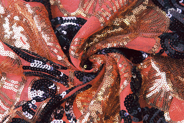 Sequins on Mesh  Esmay Coral Aubergine