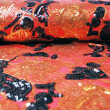 Sequins on Mesh  Esmay Red Black