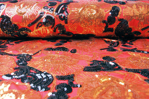 Pailletten op Mesh Esmay Rood Zwart Pailletten op Mesh Esmay Rood Zwart