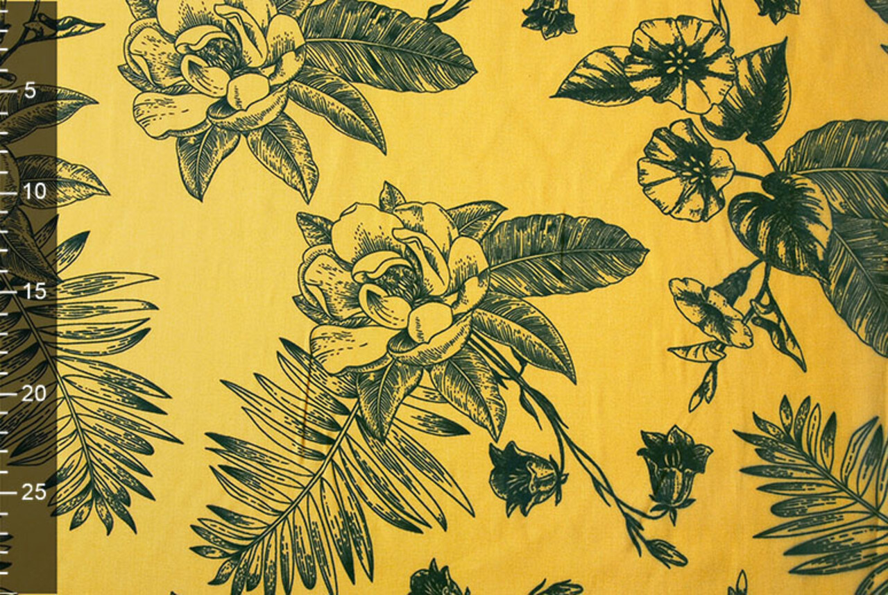 100% Viscose Scarlett Flowers Yellow