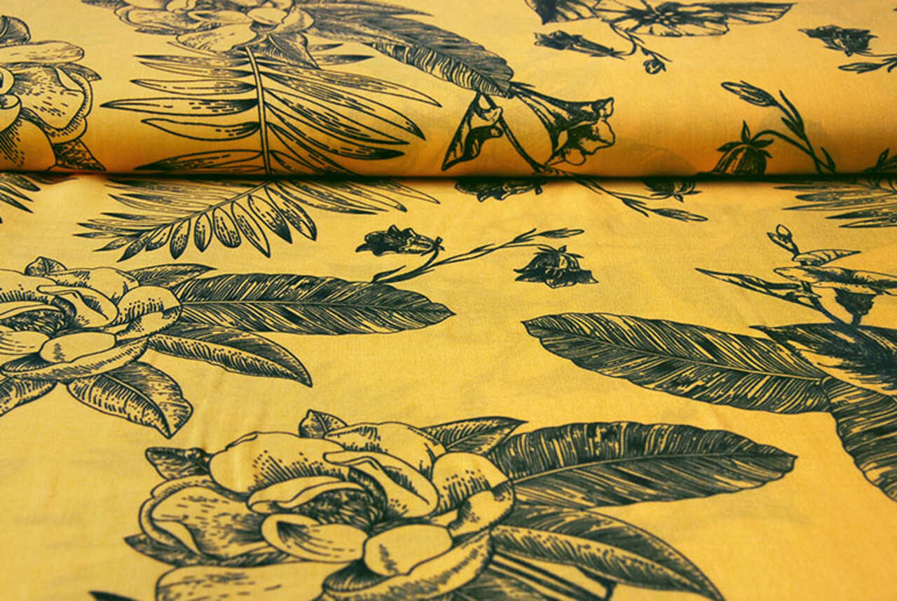 100 % Viscose Scarlett Fleurs Jaune 100 % Viscose Scarlett Fleurs Jaune