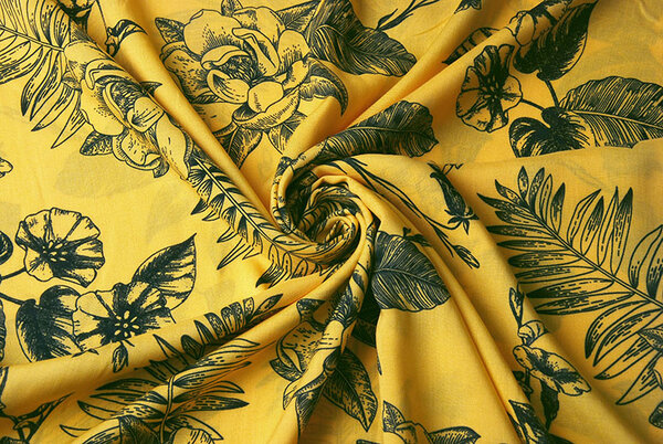 100 % Viscose Scarlett Fleurs Jaune 100 % Viscose Scarlett Fleurs Jaune