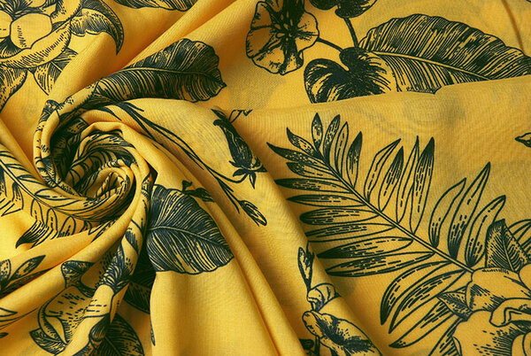 100 % Viscose Scarlett Fleurs Jaune 100 % Viscose Scarlett Fleurs Jaune