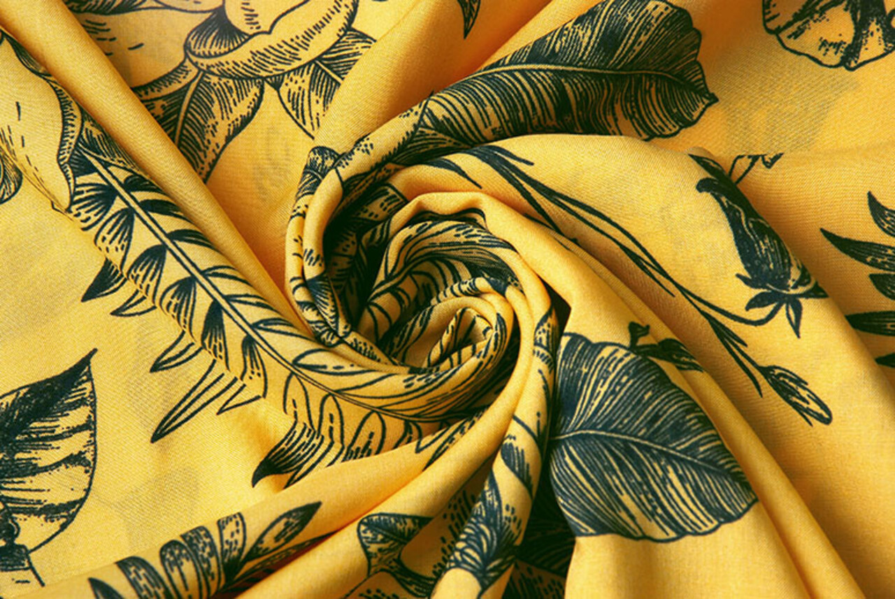 100% Viscose Scarlett Flowers Yellow