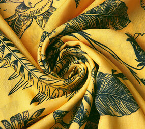 100% Viscose Scarlett Bloemen Geel 100% Viscose Scarlett Bloemen Geel