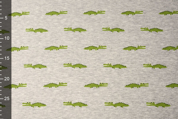 Sweatstoff Alpenfleece Krokodil Grau Melange Sweatstoff Alpenfleece Krokodil Grau Melange