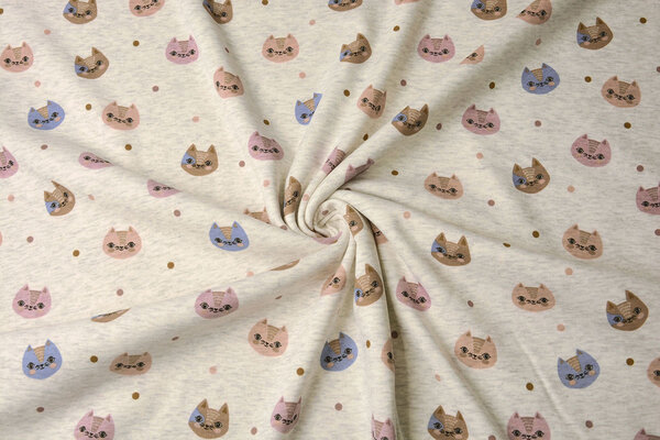 Sweatstoff Alpenfleece Kätzchen Creme Melange Sweatstoff Alpenfleece Kätzchen Creme Melange