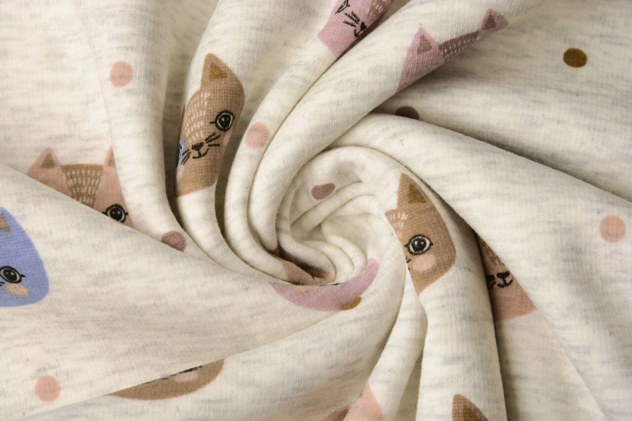 Sweatstoff Alpenfleece Kätzchen Creme Melange Sweatstoff Alpenfleece Kätzchen Creme Melange