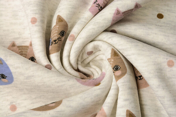 Sweatstoff Alpenfleece Kätzchen Creme Melange Sweatstoff Alpenfleece Kätzchen Creme Melange