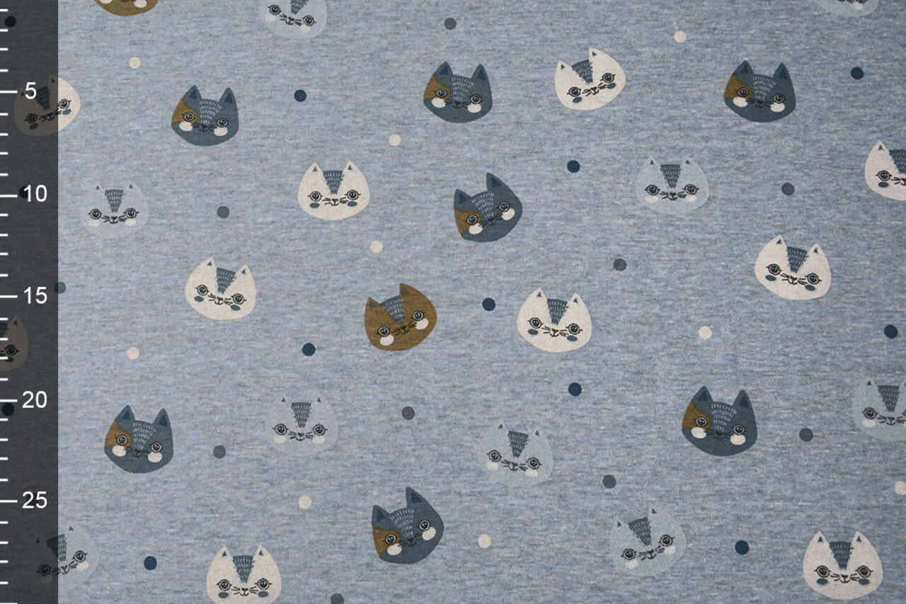 Sweatstoff Alpenfleece Kätzchen Jeans Melange